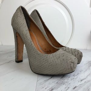 Pour La Victoire Irina II Snakeskin Platform Heels